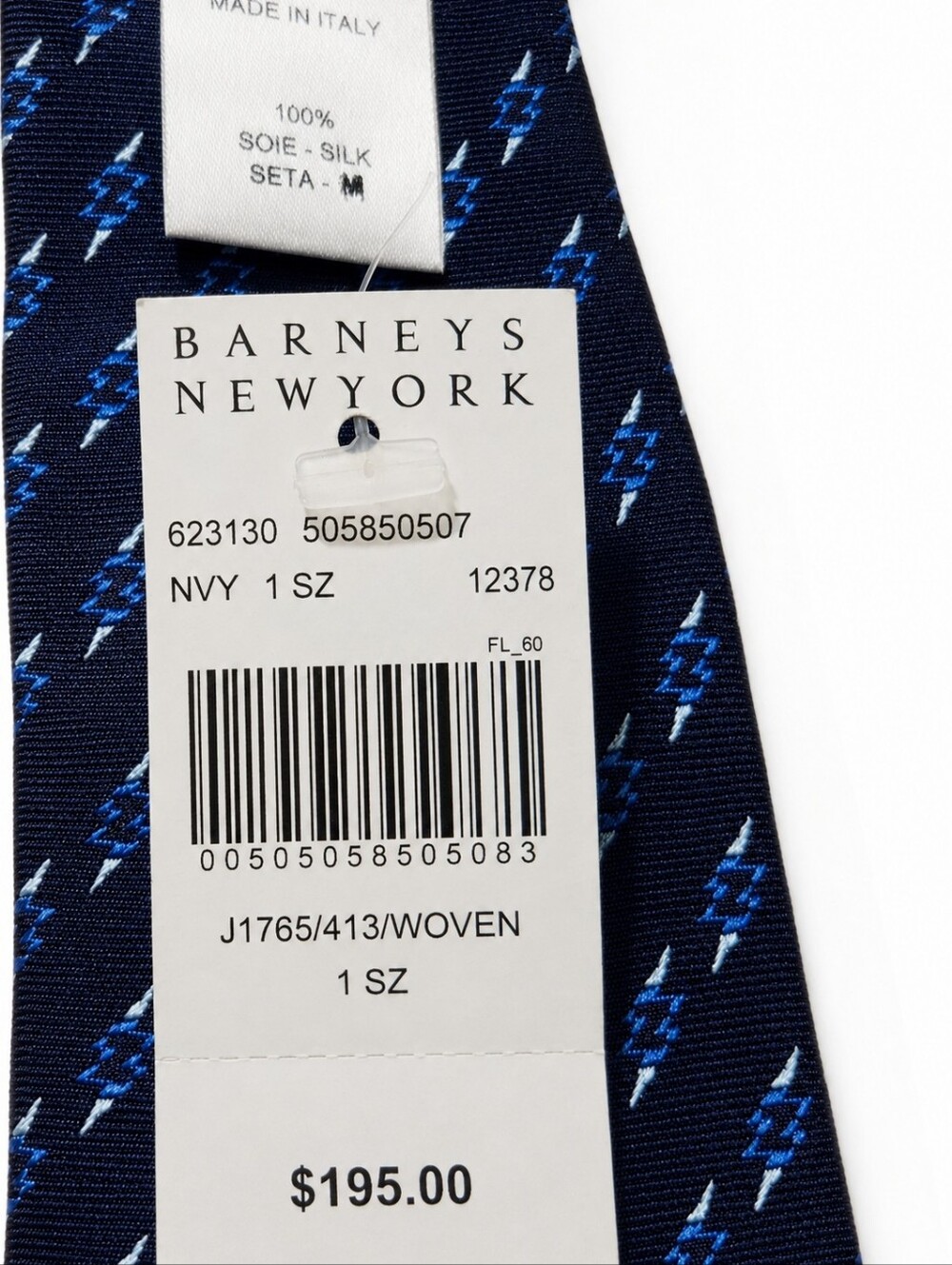 GIVENCHY | Blue Lightning Bolt 100% Silk Tie Made In Italy NWT - Picture 5 of 6